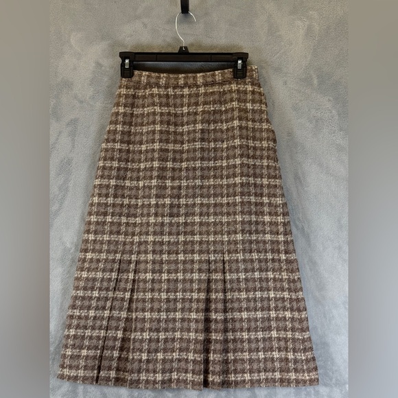 Vintage St Michael Pure Wool Skirt Made in W. Germany Size Small Brown Tan - Picture 4 of 5
